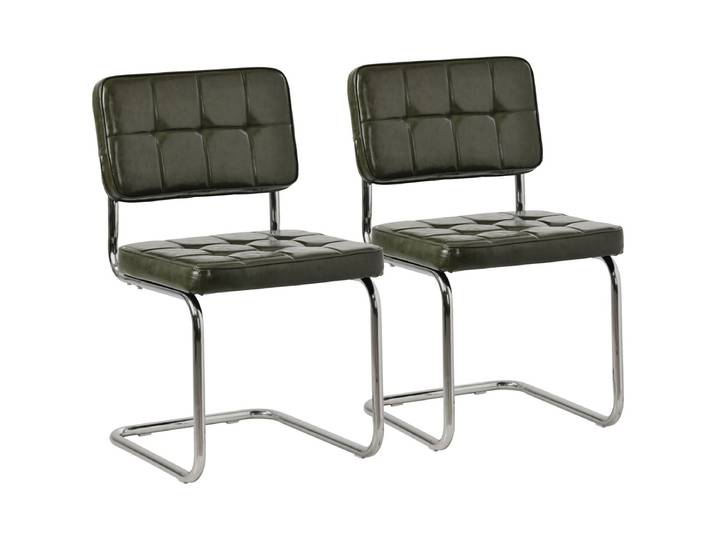 Happy Garden Chaises cantilever en simili, lot de 2, Maria, MARIA Vert Kaki, Gris