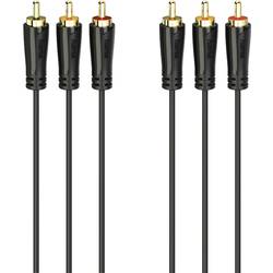 hama 00205150 Audio-/Video-Kabel, 3 Cinch-Stecker - 3 Cinch-Stecker, vergoldet, 1,5 m