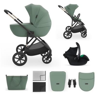 Kombi-Kinderwagen KINDERKRAFT "PRIME 3 3in1", Kinder, dunkelgrün, Polyester, Stahl, Kinderwagen, inkl. Babyschale MINK