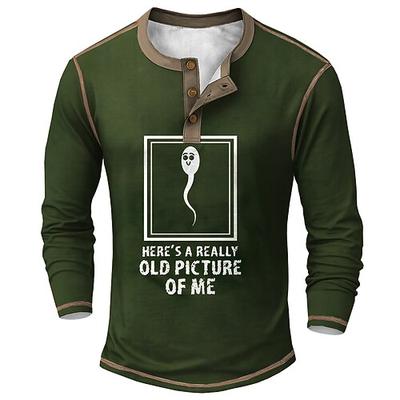 Lustiges 'Altes Bild von mir' Spermien Grafik Herren Langarm Henley Shirt