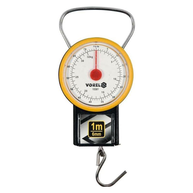 Toya Vorel -Federgewicht mit einem gerollten Messbecher 32 kg (Kofferwaage) (15301)