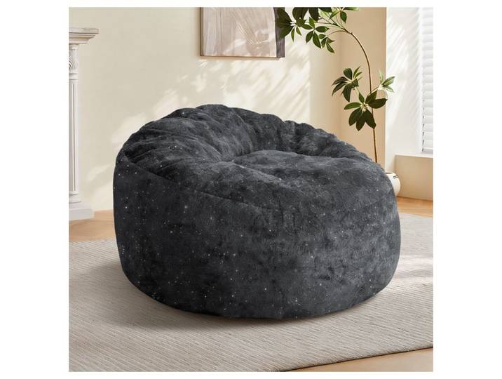 Luscriate - Pouf fauteuil dossier haut cintré soutien complet du corps pour relaxation immersive dans espace moderne - Noir