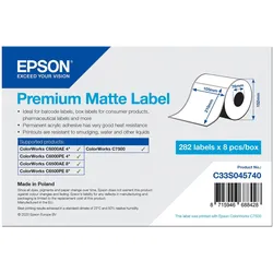 Epson, Etikettenrolle, Premium Matt permanenter Acrylklebstoff (105 mm)