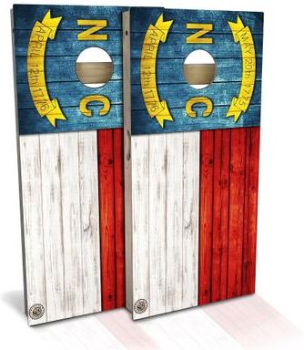 Skip's Garage North Carolina Flag Outdoor Cornhole Board Set