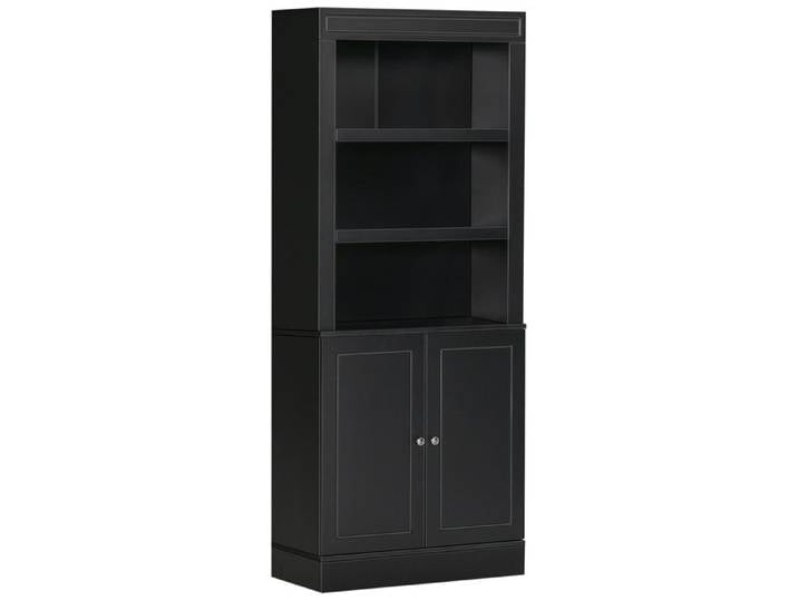 CollaHausse Buffet de Cuisine en Bois Étagères et Placard 2 Portes Étagères Réglables pour Salon Noir