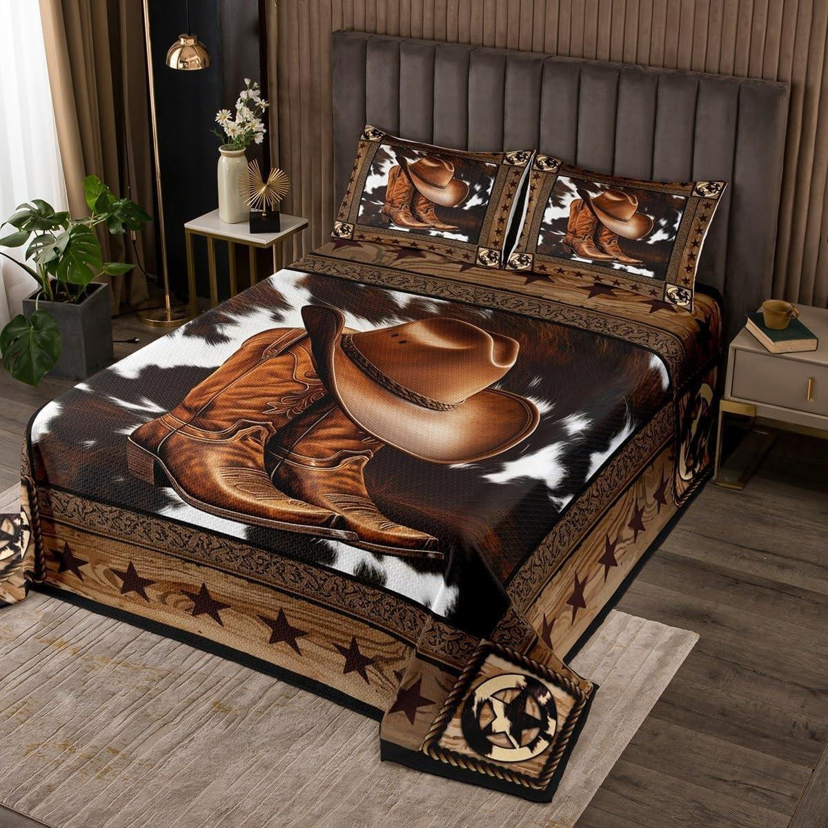 Merkloos Western Cowboy Dekbedovertrek Set voor Volwassenen, 240 x 220 cm