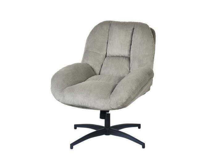 MEUBLES COSY Fauteuil de bureau pivotant scandinave avec accoudoirs en velours côtelé réglable gris - LITHOPS