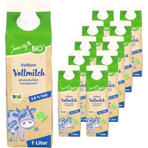 JedenTag Milch fettarme H-Milch, Fettgehalt 1,5%, BIO, ultrahocherhitzt & homogenisert, 10x 1 Liter