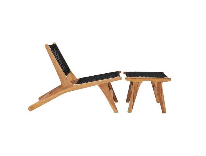 Siège de balcon - HAOSHOP - Chaise longue avec repose-pied Bois de teck solide et corde&01_66818
