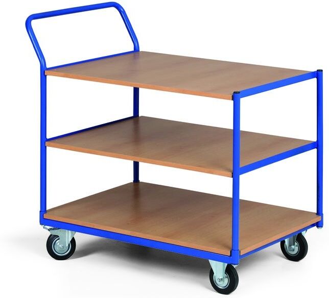 B2B Partner Tischwagen, 3 Holzspan-Etagen, Tragfähigkeit 300 kg