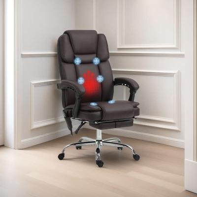 VIVIADORE Heated PU Leather Executive Office Chair with Massage, Reclining Backrest, Adjustable Height & Extendable Footrest