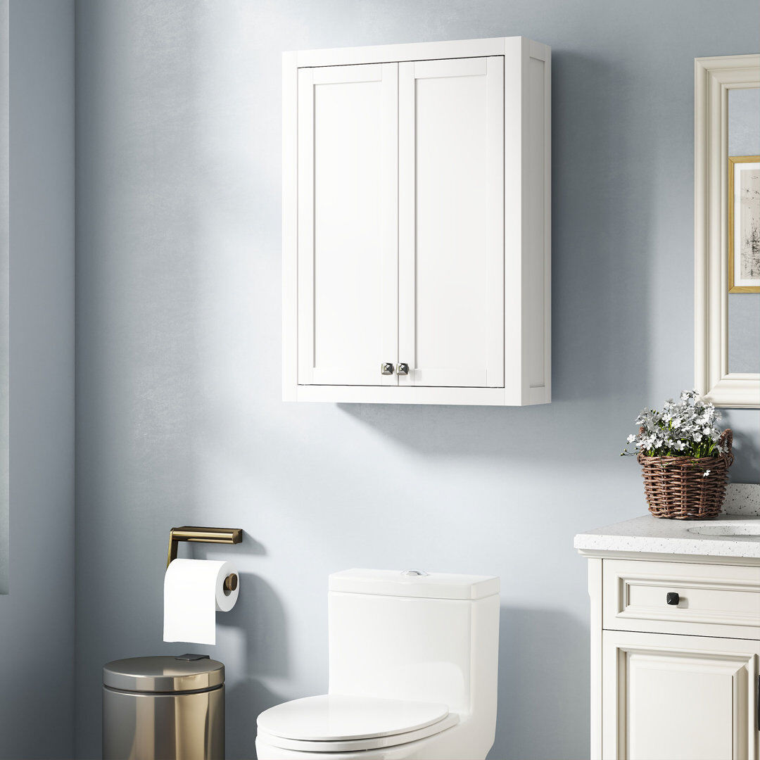 17 Stories HOMCOM Wall Mounted Storage with Adjustable Shelves, Bathroom Wall Cabinet White 84cm H X 61cm W X 20cm D