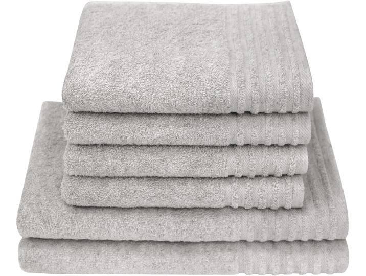 Handtuch Set DYCKHOFF Deep Harmony Energy , silber, 6 Stk., Frottier, Frottier, Obermaterial: 85% Baumwolle, 15% Hanf, Handtuch-Sets, Handtuch Set, 15% Hanf; 4 Handtücher (50x100cm), 2 Duschtücher (70x140cm)