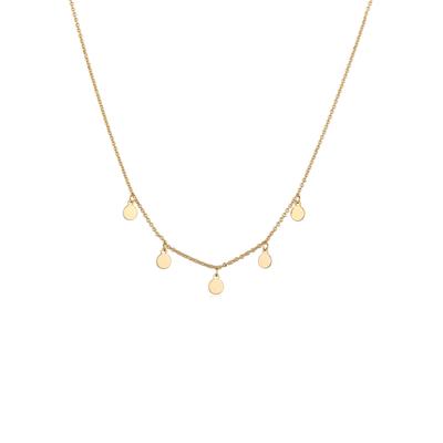 Kette mit Anhänger ELLI "Halskette Plättchen Messing Silberfarben" Gr. 40, gold, Halsketten, Damen, ohne Stein, Messing