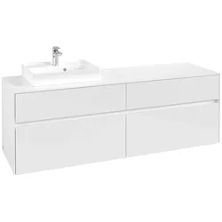 Villeroy & Boch Waschbeckenunterschrank Collaro, Eckig, Glossy White, 1600x548x500 mm, 4 Auszüge mit SoftClosing, 2 hohe und 4 niedrige Glasabtrennungen