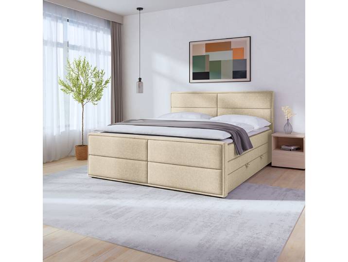 Boxspringbett 120 x 200cm Webstoff Pria Beige H2