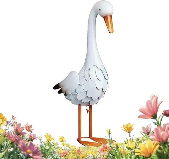 Dierenbeeld Gans - Tuinkunst Metaal - Tuin Decoratie - Zwart