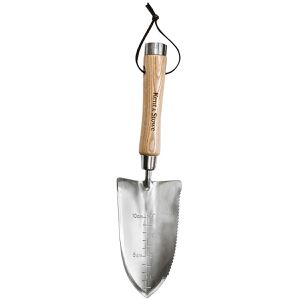 Kent&Stowe Blumenkelle Multifunktionshandschaufel, 70100190, aus Edelstahl, Länge 33 cm, mit Eschenholzgriff, Breite 9 cm