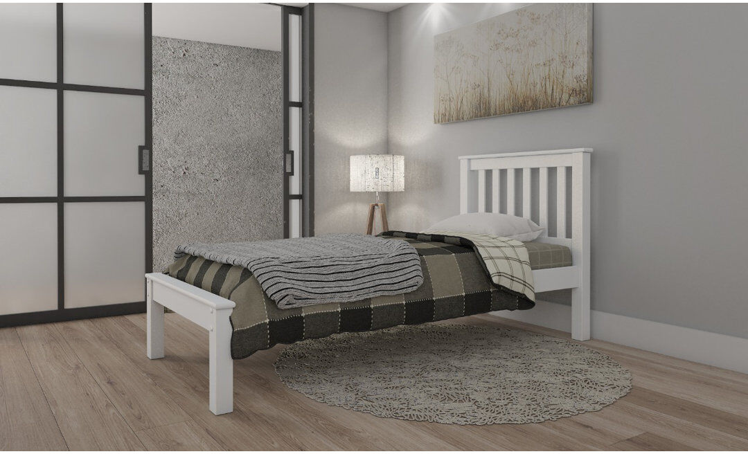 Brambly Cottage Rhoads Solid Wood Bed Frame White Single (3')