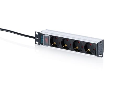 DIGITUS 10 inch stekkerdoos met 4 stekkers en aardingscontact, 1 HE