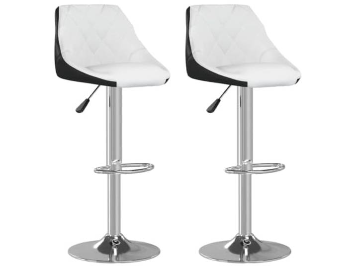 HKLGBVCR Barhocker, 2-teilig, weiß, schwarz, Kunstleder, verchromter Stahl Höhenverstellung, 360° drehbar, integrierte Fußstütze, max. Belastung 110 kg