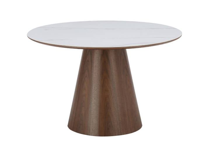 Livetastic Esstisch, Weiß, Walnuss, Holz, Keramik, Eiche, furniert, rund, konisch, 120x75x120 cm, Esszimmer, Tische, Esstische, Esstische rund