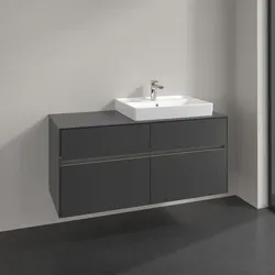 Villeroy und Boch Collaro Waschtischunterschrank C086B0VR 140x54,8x50cm, Waschtisch rechts, LED-Beleuchtung 10,4W, graphite