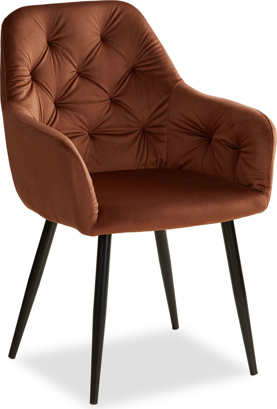 Homestyle4u Bruine fluwelen fauteuil met armleuningen