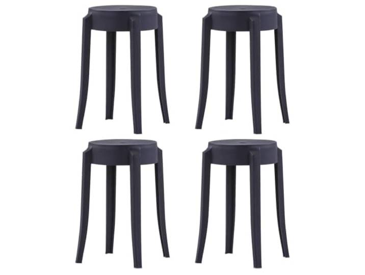 Makastle Stapelbare Hocker 4 STK. Schwarz Kunststoff