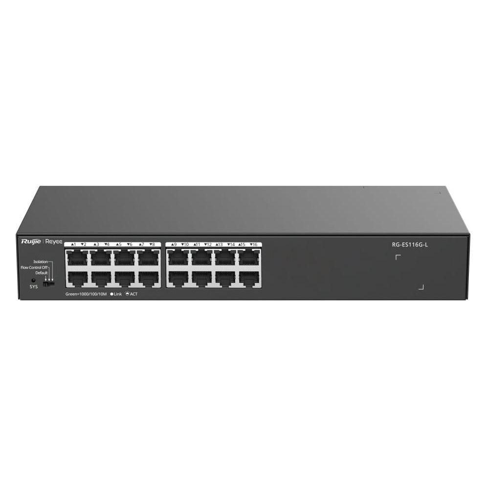 Ruijie 16-Port Gigabit unmanaged Switch, 16 Gigabit RJ45 Ports,Steel Case (16 Ports) (RG-ES116G-L)