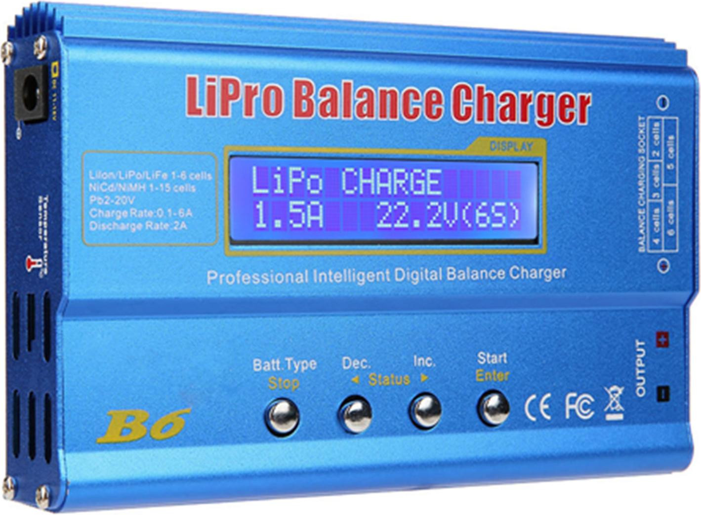 Cocosity Digitale LCD-balanslader en ontlader B6, 80W, geschikt voor LLiPo en NiMH RC-batterijen