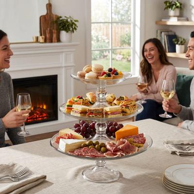 Libbey Selene 3-Tier Glass Footed Server Set - Set of 3