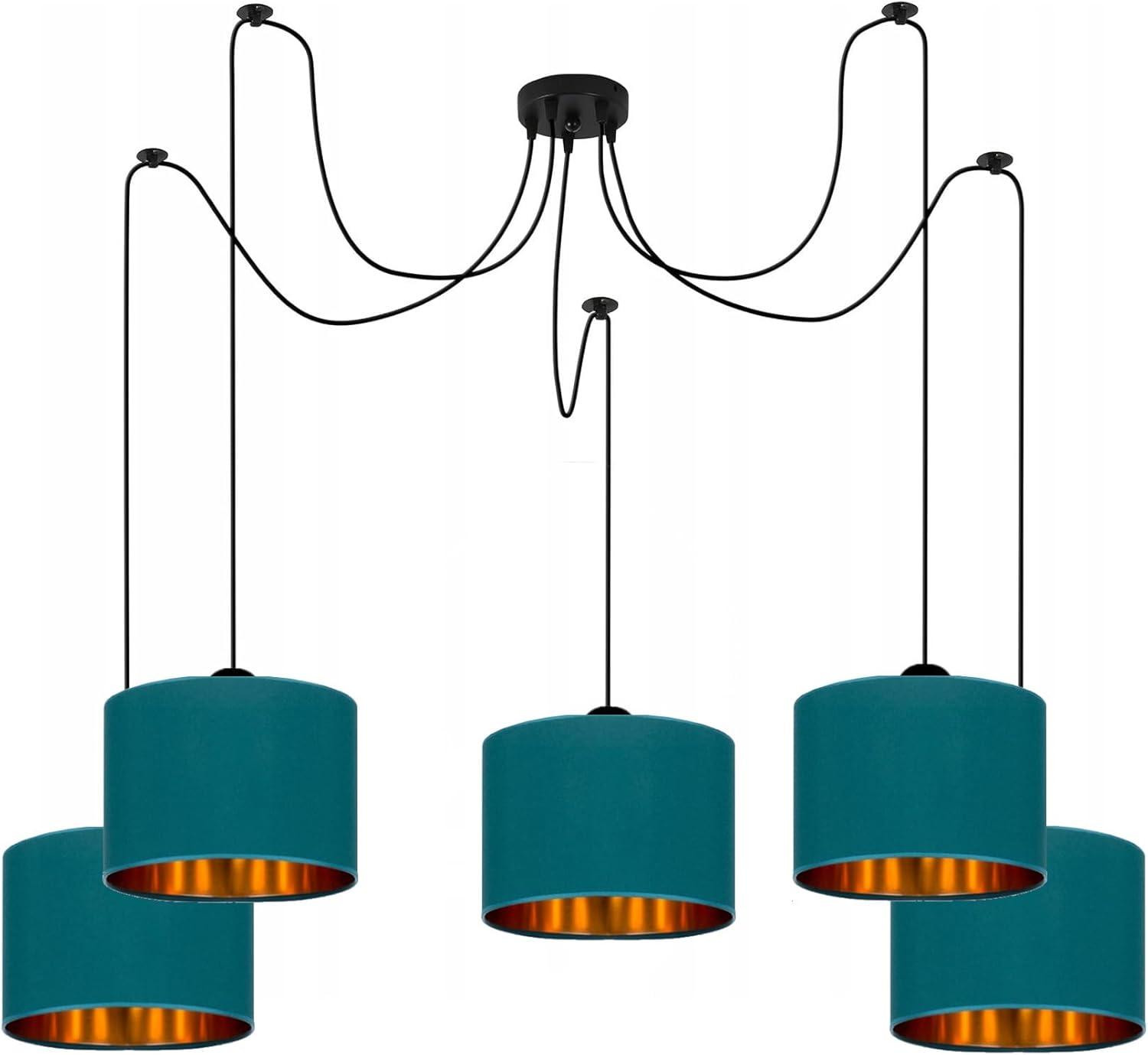 FKL DESIGN Home Deco Plafondlamp Turquoise Vintage Designlamp 5-lichts E27