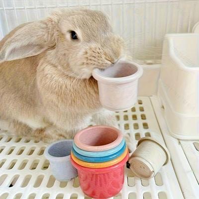 Market Central Colorful Rabbit Stacking Cups Enrichment Toy Set Colorful Rabbit Stacking Cups Enrichment Toy Set