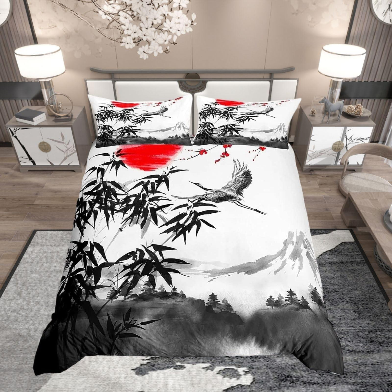 Omgoods Japanse Stijl Duvet Cover Set met Bamboe Bladeren
