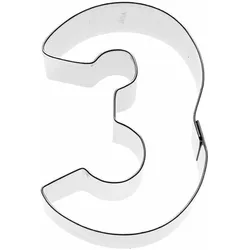 BIRKMANN Ausstechform Zahl 3, Ausstecher, Plätzchenform, Keks, Plätzchen, Edelstahl, 6 cm, 196582