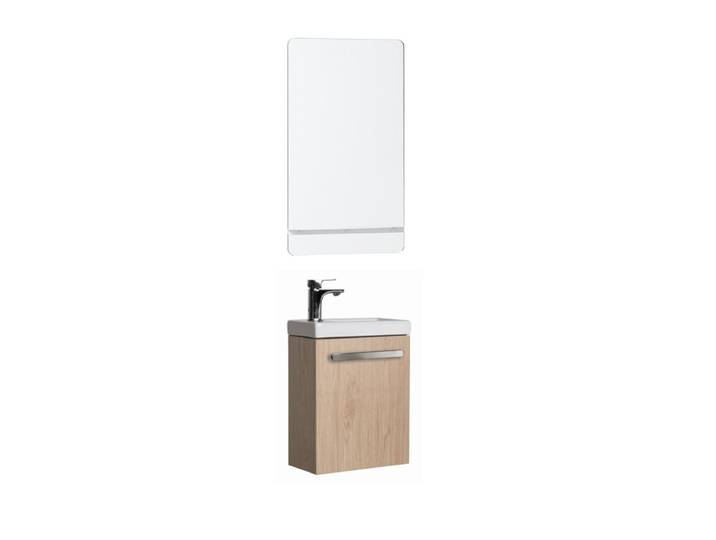 Ensemble lave-mains suspendu avec robinet et miroir
