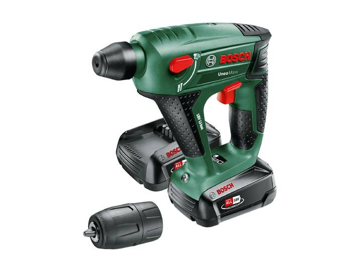 Akku-Bohrhammer BOSCH Uneo Maxx 2.0 Ah , grün, B:113mm H:341mm L:386mm, Bohrmaschinen, Akku-Bohrhammer