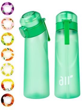 Quick Pick Pro Flavor Water Bottle With Scent Pods Leakproof Air Water Bottle With Straw For Sports & Travel green
