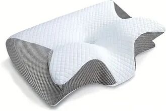Youfap Market Comfortable Butterfly Sleep Memory Neck Pillow, Slow Rebound Memory Foam Pillow, Orthopedic Cervical Neck Massage light Gray