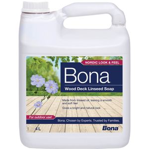 Bona Holzreiniger Leinöl-Seife für Holzterrassen, für außen, für alle Hölzer, 4 Liter
