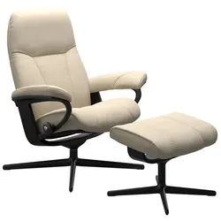 Stressless Sessel mit Hocker Consul Cross Leder Beige Batick Cream M (Medium)