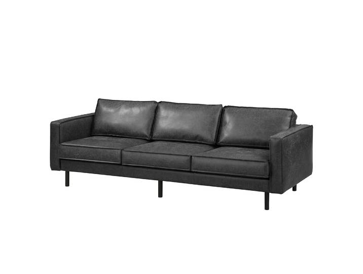 home24 XXL-bank zwart/zwart microvezel Yaka 237 x 81 x 96cm industrial