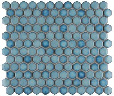 "Merola Tile Hudson 1"" Hex Marine 11-7/8"" x 13-1/4"" Porcelain Mosaic Floor and Wall Tile"