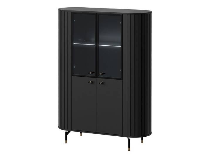 MIRJAN24 Vitrine Zante 2D2W 01 (mit vier Drehtüren) Stahlfüße und Griffe, Beleuchtung als Option