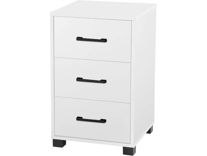 Container GOODPRODUCT Moid, Bürocontainer, Schreibtischcontainer , weiss (weiß), B:40cm H:64cm T:40cm, MDF, Schränke, Container, 3 Schubladen, Metallgriffe, 40x64 cm