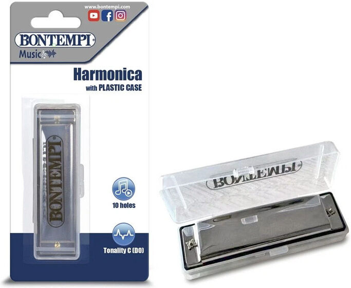 Harmonica en métal avec étui rigide - Bontempi