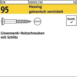 Holzschraube DIN 95 LIKO Schlitz 2,5x12 Messing galv. vernickelt 500St.