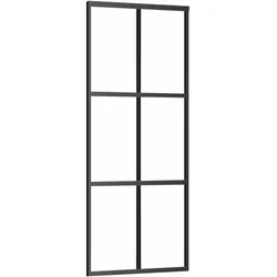 vidaXL Schiebetür ESG-Glas und Aluminium 76x205 cm Schwarz