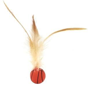Inspired Living Feather Bounce Interactive Cat Ball Toy For Indoor Cats & Kittens basketball